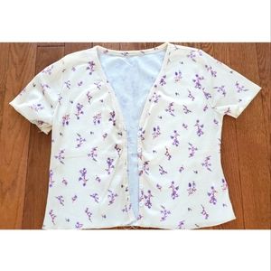 4/$25 SHEIN Floral Waffle Button Down Tee - Size L
